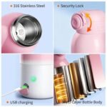 Portable Bottle Warmer, Large 12oz Capacity with Dual Heating Modes for Breast Milk & Water, Smart Temperature Control, Long Battery Life, Bottle Warmer for Outdoor, Airplane & Car Travel, Pink - Image 6