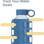 purifyou 40oz / 32oz / 22oz / 12oz Borosilicate Glass Water Bottle with Time & Volume Markers, Silicone Sleeve, Stainless Steel Lid | Reusable Glass Bottle for Water & Juice (22oz Chinese Porcelain) - Image 4