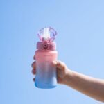 OLDLEY Kids Water Bottle for School, 12 oz (2 lids) BPA-Free Reusable Leak-proof Durable Tritan Plastic Bottles with Straw & Chug Lids, Anti-dust Spout Cover (Pink Blue) - Image 4