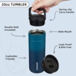 BJPKPK Insulated Water Bottle with 2 Lids,20 oz Double Wall Stainless Steel Vacuum Tumbler Travel Coffee Mug,Wide Mouth Thermal Cup,Sea - Image 4