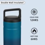 BJPKPK Insulated Water Bottle with 2 Lids,20 oz Double Wall Stainless Steel Vacuum Tumbler Travel Coffee Mug,Wide Mouth Thermal Cup,Sea - Image 6