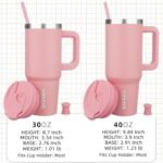 BJPKPK 30oz Stainless Steel Insulated Tumbler With Handle And Lid Straw Travel Coffee Mug Thermal Cup,Light Pink - Image 4