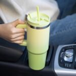 BJPKPK 30oz Stainless Steel Insulated Tumbler With Handle And Lid Straw Travel Coffee Mug Thermal Cup,Light Pink - Image 5