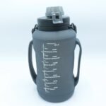 LELExilan 64oz Foldable Silicone Water Bottle with Straw, BPA-Free Motivational Time Marker, Leakproof Collapsible Water Jug with Handle for Gym, Sports, Camping & Outdoor Activities (Black) - Image 3