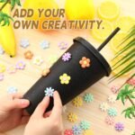 Honeydak 60 Pack Tumbler with Straw and Lid Bulk Cups for Gifts Glitter Plastic Coffee Cups 24-27 oz Reusable Water Bottle Iced Coffee Travel Mug Party Favors for Birthdays Travel (Black) - Image 4