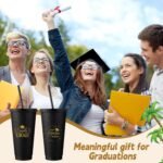 Honeydak 60 Pack Tumbler with Straw and Lid Bulk Cups for Gifts Glitter Plastic Coffee Cups 24-27 oz Reusable Water Bottle Iced Coffee Travel Mug Party Favors for Birthdays Travel (Black) - Image 6