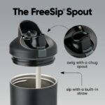 Owala FreeSip Tumbler Insulated Stainless Steel Water Bottle with Built-in Straw and Side Handle, For Travel, Work, School, and Sports, 40oz, BPA Free, Leak Proof, Very, Very Dark - Image 3