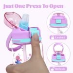 decalsweet Kids Water Bottle 20oz Durable Leak-Proof Plastic Water Cup for Kids Toddlers,With Straw Handle and Pop-Up Spout Cover,Safe for School Sports Daycare Travel & Camp - Image 3