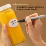 JoyJolt 16 oz Reusable Glass Bottles with Caps. Set of 8 Juicing Bottles With Lids and Juice Jars Labels. Glasses for Cold Brew, Smoothie - Image 6