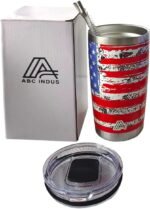ABC Indus 20oz Stainless Steel Tumbler - USA FlagTumbler with Lid and Straw, Double Walled Travel Mug Insulated for Hot & Cold Drinks, Vacuum Insulated Water Bottle for Home, Patriotic GIft - Image 4