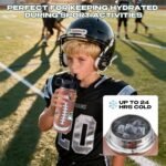RhythmFit Football Gifts for Boys – 18 oz Football Water Bottle with 100 PCS Stickers, Stainless Steel Insulated Bottle, Sports Gear & Stuff for Boys - Image 4