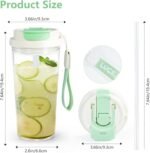20oz Clear Tumbler with Lid and Straw, 2Pcs Plastic Coffee Tumbler, Iced Coffee Cup Acrylic Tumbler for Coffee, Soda, Tea, Milk, Juice, Gift, Green&Purple - Image 3