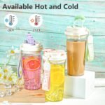 20oz Clear Tumbler with Lid and Straw, 2Pcs Plastic Coffee Tumbler, Iced Coffee Cup Acrylic Tumbler for Coffee, Soda, Tea, Milk, Juice, Gift, Green&Purple - Image 6