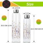 WENLIM Clear Water Bottle 16 oz BPA Free Glass Drinking Bottle for Juice with Stainless Steel Lid and Neoprene Sleeve (16 ounce, Flourishing Flowers) - Image 5