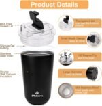 PHILORN Travel Mug Spill Proof - 12 OZ Insulated Coffee Cup With Lid, Black Stainless Steel Coffee Mug with Double Wall, For Hot and Cold Drinks - Image 5