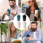 PHILORN Travel Mug Spill Proof - 12 OZ Insulated Coffee Cup With Lid, Black Stainless Steel Coffee Mug with Double Wall, For Hot and Cold Drinks - Image 6