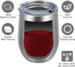 MEWAY 12oz/4 Pack Wine Tumbler Glasses with Lid - Stemless Double Wall Vacuum Stainless Steel Travel Tumbler - Keeping Cold & Hot for Wine,Coffee,Cocktails,Drinks-Family and Gifts (Silver,Set of 4) - Image 4