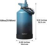 CIVAGO Gallon Insulated Water Bottle Jug with Straw, 128 oz Large Stainless Steel Water Flask, Big Metal Thermal Mug with 3 Lids for Sports, Travel, Gym, and Camping, Black - Image 5