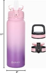 Oldley Water Bottles 20 oz Insulated Water Bottle with Straw 3 Lids,Vacuum Stainless Steel Water Bottles, Leak & Sweat Proof Sport Water Bottle Gym for Kids Adults - Image 6