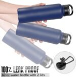 VQRRCKI 40 oz Insulated Water Bottle with Straw, Stainless Steel Sports Water Bottles with 2 Lids (Straw and Wide Mouth lid), Double Wall Vacuum, Leakproof, BPA-Free, Blue - Image 5