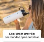 ThermoFlask Kids Bottle with Straw Lid - Durable & Dishwasher-Safe Water Bottles & Lids - Leak-Proof Bottle Lid Design - Reusable Water Bottles for Everyday Use - 16 oz, Purple/Orange (2 Pack) - Image 4