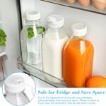 Liter Glass Milk Bottles w 100% Airtight Heavy Duty Screw Lid & 2 Dispenser- 6 Pack 32 Oz Drinking Jars - Food Grade Glass Bottles for Milk, Honey, Jam - Dishwasher Safe(Extra 2 Lids and Stickers) - Image 4