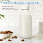 Liter Glass Milk Bottles w 100% Airtight Heavy Duty Screw Lid & 2 Dispenser- 6 Pack 32 Oz Drinking Jars - Food Grade Glass Bottles for Milk, Honey, Jam - Dishwasher Safe(Extra 2 Lids and Stickers) - Image 5