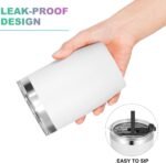 VEGOND Stainless Steel 12 oz Tumblers bulk Vacuum Insulated Double Wall Travel Tumbler with Lid and Straw Reusable Tumbler, White 1 Pack - Image 6