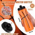 DI QIU REN 12 PCS Basketball Water Bottle Bulk with 300 PCS Stickers, 20 OZ Plastic Reusable Basketball Water Bottles for Boys, Squeeze Water Bottles Sports for Team - Image 3