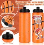 DI QIU REN 12 PCS Basketball Water Bottle Bulk with 300 PCS Stickers, 20 OZ Plastic Reusable Basketball Water Bottles for Boys, Squeeze Water Bottles Sports for Team - Image 4