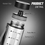 Doseno Reusable Water Bottle, 28OZ Clear Water Bottle with Time Marker, Plastic Water Bottles with Strap, Gym Water Bottles for Men, Black - Image 3