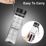 Doseno Reusable Water Bottle, 28OZ Clear Water Bottle with Time Marker, Plastic Water Bottles with Strap, Gym Water Bottles for Men, Black - Image 4