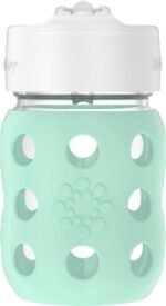 Lifefactory 8-Ounce Wide Neck Glass Baby Bottle with Protective Silicone Sleeve and Pivot Straw Cap, Mint (LG2241WMI4) - Image 3