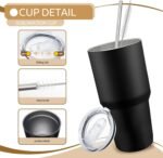 YOUKE OLA 8 Pack Insulated Tumbler with Lids and Straws Bulk Stainless Steel Double Wall Vacuum Insulated Coffee Travel Tumbler for DIY Gift (Black, 30oz) - Image 4