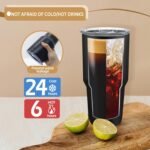YOUKE OLA 8 Pack Insulated Tumbler with Lids and Straws Bulk Stainless Steel Double Wall Vacuum Insulated Coffee Travel Tumbler for DIY Gift (Black, 30oz) - Image 5
