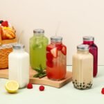 CUCUMI 5pcs 16oz Glass Juice Bottles with Lids, Reusable Juice Containers Drinking Jars Water Cups with Brush, Glass Straws, Lids with Hole - Image 4