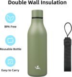 Insulated Water Bottle with Strap,18 oz Double Wall Stainless Steel Vacuum Bottles Metal Water Flask,Forest Green - Image 4