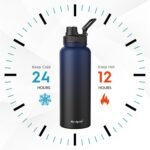 Navigate 40 oz Insulated Stainless Steel Sports Water Bottle with Spout & Handle Lids,Wide Mouth Water Jug with Double Walled Leak Proof Keep Cold for 24 Hrs Hot for 12 Hrs,Blue to Black - Image 3
