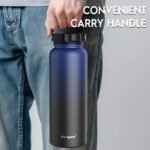 Navigate 40 oz Insulated Stainless Steel Sports Water Bottle with Spout & Handle Lids,Wide Mouth Water Jug with Double Walled Leak Proof Keep Cold for 24 Hrs Hot for 12 Hrs,Blue to Black - Image 4