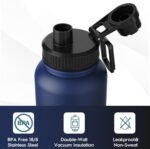 Navigate 40 oz Insulated Stainless Steel Sports Water Bottle with Spout & Handle Lids,Wide Mouth Water Jug with Double Walled Leak Proof Keep Cold for 24 Hrs Hot for 12 Hrs,Blue to Black - Image 5