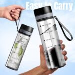 Lizhluzh Plastic Water Bottles, 28oz Clear Water Bottle with Measurements, Wide Mouth Water Bottle with Strap, Gym Water Bottles for Men (Grey) - Image 4