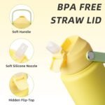 BJPKPK Water Bottle with Straw Lid, 24oz Vacuum Insulated Water Bottles, Metal Stainless Steel Thermo for Sports, Travel, BPA Free Leak Proof Thermo, Cups, Flasks, Tumblers,Fresh Green - Image 3