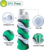 MAKERSLAND Collapsible Water Bottle for Adults, Boys, Students, Kids, Reusable Silicone Foldable Water Bottles for Travel Camping Hiking, Portable Sports Water Bottle,Green - Image 4