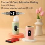 Baby Bottle Warmer,Keep Milk Warm Only (No Rapid Heating) 20-Temperature Digital USB Portable Warming Sleeve,Portable Thermo Cover with Digital Display & 20 Temp Settings (Pink) - Image 4