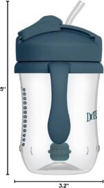Dr. Brown's Milestones Baby's First Straw Cup, Training Cup with Weighted Straw, 9oz/270mL, Dark Blue/Vintage Yellow, BPA Free, 6m+, 2 Pack - Image 7