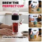 Ukiyo Sense Premium Double-Wall Glass Tea & Fruit Infuser Bottle - Travel Tumbler with Stainless Steel Filter and Neoprene Sleeve - Image 6