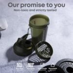 Smartshake Lite 4-Pack Protein Shaker Bottle 400 ml | 13.5 oz - Leakproof Screw-on Lid - BPA Free – Unisex - Mist Grey, Army Green, Black, Navy Blue | 4-Pack, Leakproof, Screw-on Lid, BPA Free, Unisex - Image 4