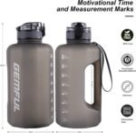GEMFUL 74oz Water Bottle with Handle Half Gallon BPA-Free Sports Jug for Gym Hiking Travel 2.2L Large Capacity Leak Proof Easy Carry (Grey no Straw) - Image 5
