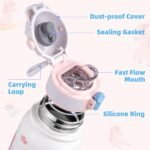 OLDLEY Kids Water Bottle 12oz Insulated Water bottle, Double Wall Stainless Steel Vacuum Bottle, Leak-Proof Sport Bottles for School Boys Girls,White Unicorn - Image 3