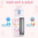OLDLEY Kids Water Bottle 12oz Insulated Water bottle, Double Wall Stainless Steel Vacuum Bottle, Leak-Proof Sport Bottles for School Boys Girls,White Unicorn - Image 4